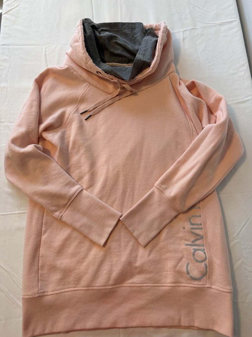 Calvin Klein Performance Reflective Logo Cowl Neck Hoodie Peach